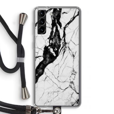 Witte marmer 2: Samsung Galaxy S21 Plus Transparant Hoesje met koord