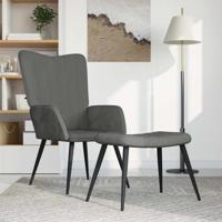 Relaxstoel met voetenbank fluweel donkergrijs