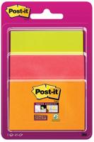 Post-it Super Sticky notes, 45 vel, 3 formaten, geassorteerde neon kleuren , op blister