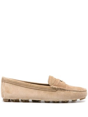Miu Miu mocassins à logo embossé - Marron