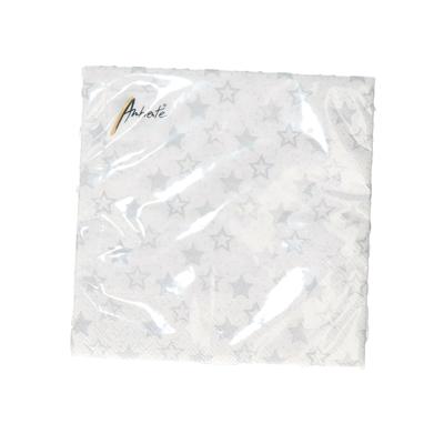 20x stuks Kerst thema servetten 33 x 33 cm met zilveren sterren 20x stuks Kerst thema servetten 33 x 33 cm met zilveren sterren