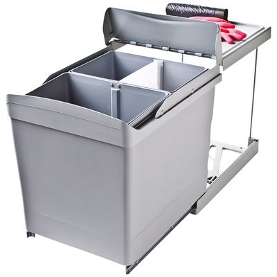 Eyckhaus 2-voudige afvalverzamelaar vierkant 2 x 21 l | grijs/zilver - 4384 4384