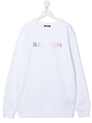 Balmain Kids sweat à logo imprimé - Blanc