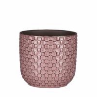 Mica Decorations Plantenpot - keramiek - roze - 12 x 11 cm