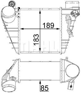 Intercooler, inlaatluchtkoeler MAHLE, u.a. für Audi, Skoda, VW, Seat