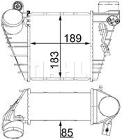 Intercooler, inlaatluchtkoeler MAHLE, u.a. für Audi, Skoda, VW, Seat