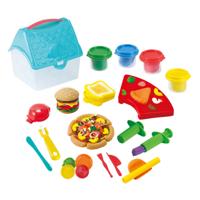 Playgo hamburger en sandwich kleiset in opbergdoos - 4 kleipotjes