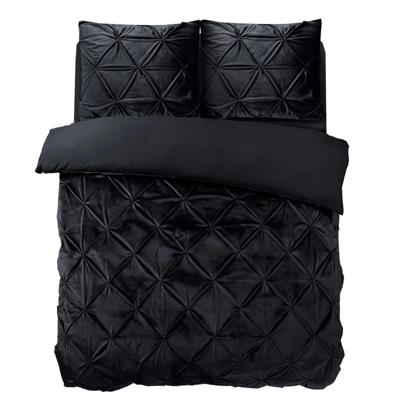 Dekbedovertrek Velvet Pintuck - Lits-Jumeaux (240x220 cm) - Zwart Microvezel - Dessin: Patroon - Sleeptime - Dekbed-Discounter.nl
