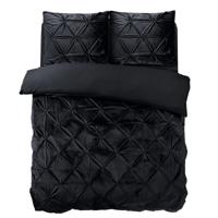Dekbedovertrek Velvet Pintuck - Eenpersoons (140x200 cm) - Zwart Microvezel - Dessin: Patroon - Sleeptime - Dekbed-Discounter.nl