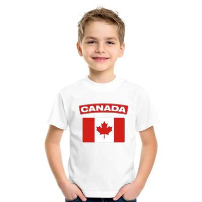 Supporters kleding - t-shirt van vlag Canada - wit - voor kinderen - korte mouwen - sport