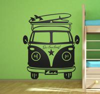 Muursticker Hippie Busje Go surfing