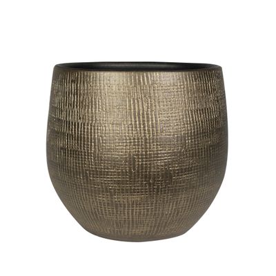 Plantenpot/bloempot in een strakke Modern design look - metal goud - Dia 36 cm en Hoogte 32 cm