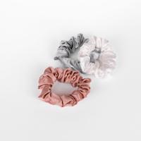 Zijden Scrunchies Groot Silver, Ivory & Rosegold