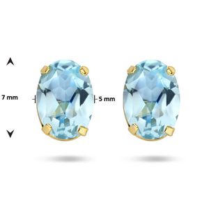 Oorknoppen geelgoud-topaas 2 x 0.90 ct blauw 7 x 5 mm