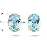 Oorknoppen geelgoud-topaas 2 x 0.90 ct blauw 7 x 5 mm