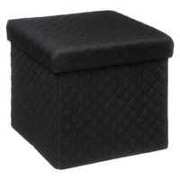 5Five Poef/Hocker/opbergbox - zwart - polyester/mdf - 31 x 31 cm - Opbergbox