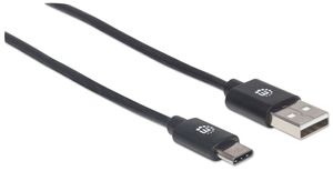 Manhattan USB-kabel USB 2.0 USB-A stekker, USB-C stekker 3.00 m Zwart 354936