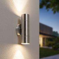 Dax LED Wandlamp - Dimbaar - 10 Watt 800 lumen - 4000K neutraal wit - IP65 Waterdicht voor Binnen en buiten - GU10 Vervangbare lichtbron - Up & Down Light - RVS