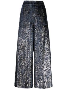 Biyan pantalon palazzo en jacquard - Bleu