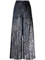 Biyan pantalon palazzo en jacquard - Bleu