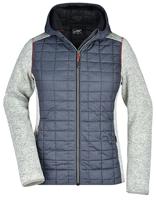 James & Nicholson JN771 Ladies´ Knitted Hybrid Jacket - Light-Melange/Anthracite-Melange - XXL - thumbnail
