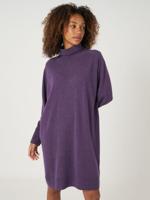 Loose fit cashmere gebreide jurk met geribde opstaande kraag