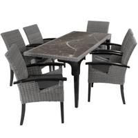 tectake® - Wicker tafel Foggia met 6 stoelen tuinstoelen Rosarno - tuinset - grijs - 404859 - thumbnail