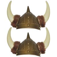 Viking helm - 4x stuks - volwassenen - kunststof - luxe - verkleed vikinghelm - accessoires