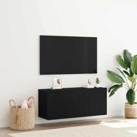 Tv-meubelset Zwart Eiken 100 x 30 x 41 cm Bewerkt hout