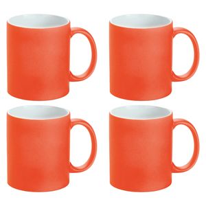 Luxe krijt koffiemok/beker - 4x - oranje - keramiek - met krijt te beschrijven - 350 ml - Eigen naam