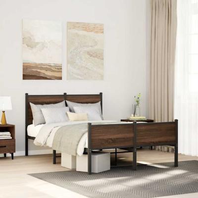 Bedframe zonder matras metaal bruin eikenkleurig 120x200 cm