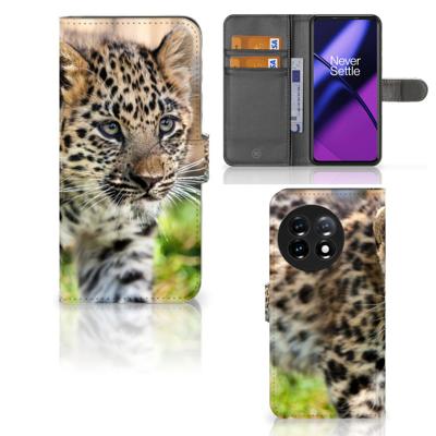 OnePlus 11 | Telefoonhoesje | Met pasjeshouder | Baby Luipaard