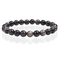 Natuursteen Armband met 8mm Kralen Memphis - Silver Obsidian