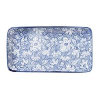 Bord blue print - botanic - 20x11 cm - thumbnail