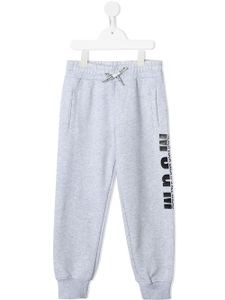 MSGM Kids pantalon de jogging à logo imprimé - Gris