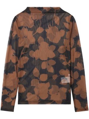 Closed haut en tulle à fleurs - Marron