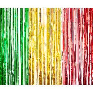 Folie deurgordijn rood/geel/groen metallic 200 x 100 cm - Feestdeurgordijnen