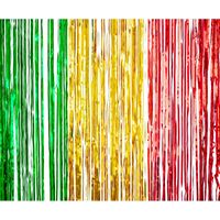 Folie deurgordijn rood/geel/groen metallic 200 x 100 cm - Feestdeurgordijnen - thumbnail