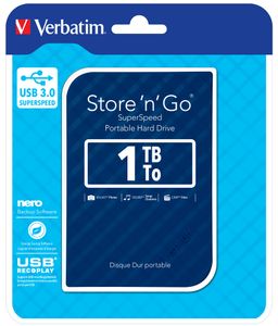 Verbatim Draagbare vaste Store 'n' Go-schijf met USB 3.0 van 1 TB - Blauw