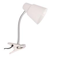 Gerimport Bureaulamp met klem - wit - 22 x 12 x 32 cm - Buigbare leeslampen/ tafellampen