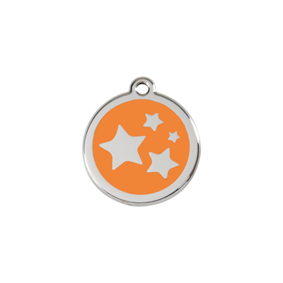Star Orange roestvrijstalen hondenpenning small/klein dia. 2 cm - Reddingo