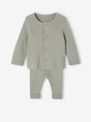 Set met shirt en broek voor baby's van tricot saliegroen