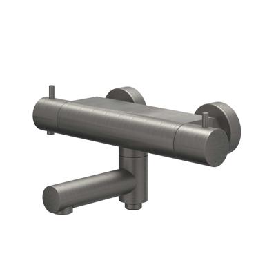 Badthermostaatkraan IVY Bond Opbouw Omstel Met Draaibare Baduitloop Met Omstel Cooltouch Geborsteld Metal Black PVD IVY