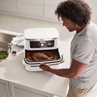 Ninja AF500EUWH friteuse Dubbel 10,4 l Vrijstaand 2470 W Heteluchtfriteuse Zilver, Wit