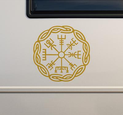 Gouden vegsisir-symbool caravan sticker