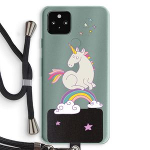 Regenboog eenhoorn: Pixel 5a 5G Transparant Hoesje met koord