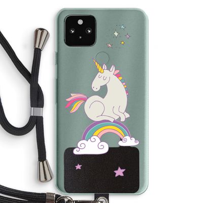 Regenboog eenhoorn: Pixel 5a 5G Transparant Hoesje met koord