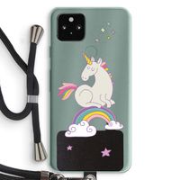 Regenboog eenhoorn: Pixel 5a 5G Transparant Hoesje met koord
