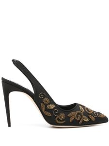 Manolo Blahnik escarpins à fleurs brodées - Noir