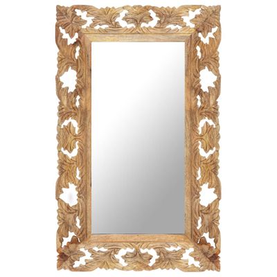 VidaXL Spiegel handgesneden 80x50 cm massief mangohout bruin